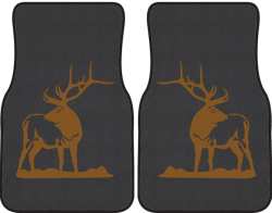 Looking Back Bull Elk Silhouette Car Mats