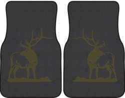 Looking Back Bull Elk Silhouette Car Mats