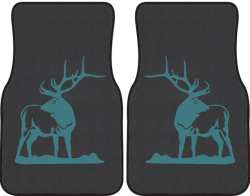 Looking Back Bull Elk Silhouette Car Mats