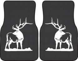 Looking Back Bull Elk Silhouette Car Mats
