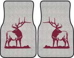 Looking Back Bull Elk Silhouette Car Mats