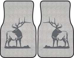 Looking Back Bull Elk Silhouette Car Mats