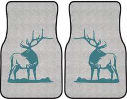 Looking Back Bull Elk Silhouette Car Mats