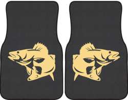 Walleye Striking Silhouette Car Mats