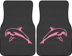Mother and Calf Breaching Dolphin Silhouette Car Mats