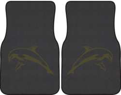 Mother and Calf Breaching Dolphin Silhouette Car Mats
