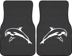 Mother and Calf Breaching Dolphin Silhouette Car Mats