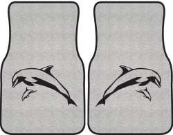 Mother and Calf Breaching Dolphin Silhouette Car Mats