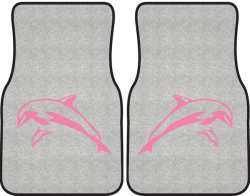 Mother and Calf Breaching Dolphin Silhouette Car Mats
