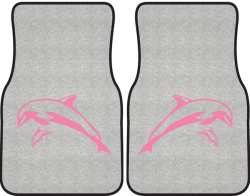 Mother and Calf Breaching Dolphin Silhouette Car Mats