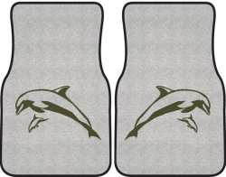 Mother and Calf Breaching Dolphin Silhouette Car Mats