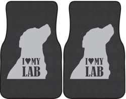 I Love My Lab Silhouette Car Mats
