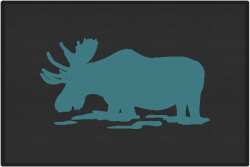 Feeding Moose Silhouette Door Mats