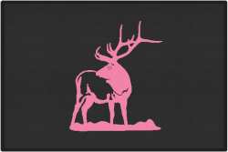 Looking Back Bull Elk Silhouette Door Mats