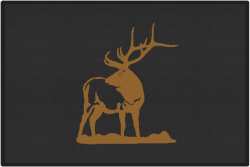 Looking Back Bull Elk Silhouette Door Mats