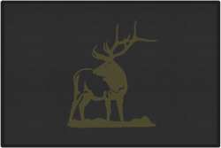 Looking Back Bull Elk Silhouette Door Mats