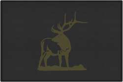 Looking Back Bull Elk Silhouette Door Mats