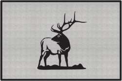 Looking Back Bull Elk Silhouette Door Mats