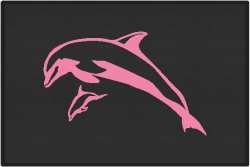 Mother and Calf Breaching Dolphin Silhouette Door Mats