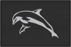 Mother and Calf Breaching Dolphin Silhouette Door Mats