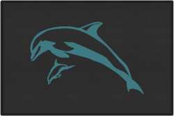 Mother and Calf Breaching Dolphin Silhouette Door Mats