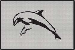 Mother and Calf Breaching Dolphin Silhouette Door Mats