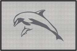 Mother and Calf Breaching Dolphin Silhouette Door Mats