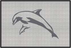 Mother and Calf Breaching Dolphin Silhouette Door Mats