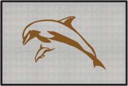 Mother and Calf Breaching Dolphin Silhouette Door Mats