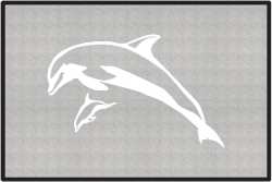Mother and Calf Breaching Dolphin Silhouette Door Mats