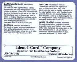 Bass - Walleye - Panfish Ident-I-Card - Waterproof Freshwater Fish Identification Card