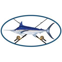 Oval Blue Marlin Decal