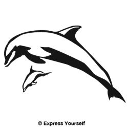 Mother and Calf Breaching Dolphin Decal