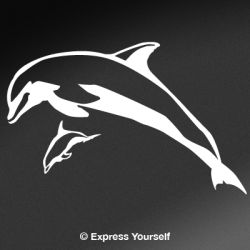 Mother and Calf Breaching Dolphin Decal