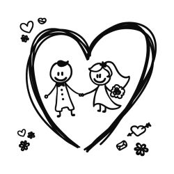 Bride Groom Heart Wall Decal