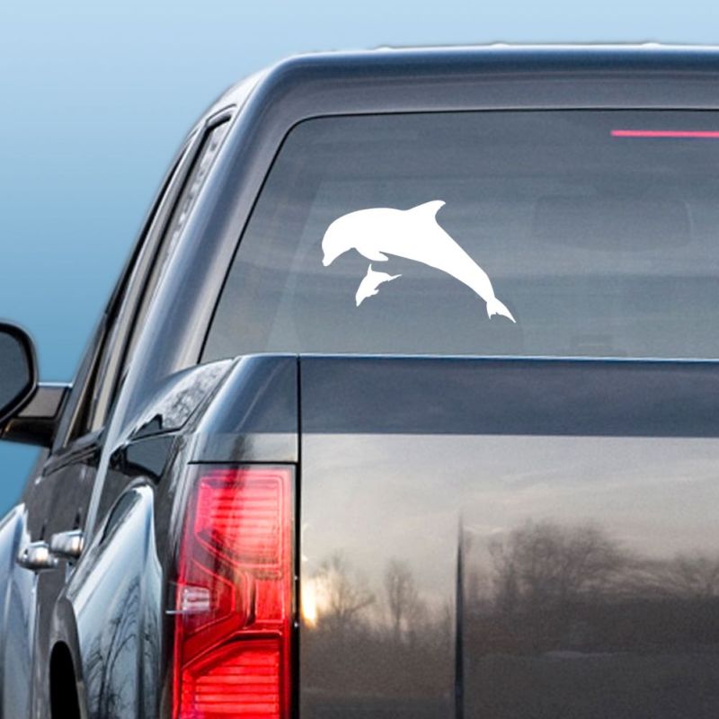 Cow and Calf Leap Dolphin Saltwater Fishing Decal