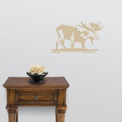 Bull Moose in Water Wall Decal