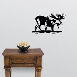 Bull Moose in Water Wall Decal