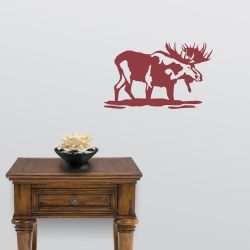 Bull Moose in Water Wall Decal