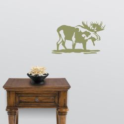 Bull Moose in Water Wall Decal