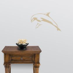 Mother and Calf Breaching Dolphin Wall Decal