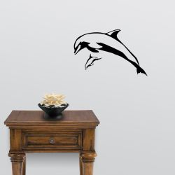 Mother and Calf Breaching Dolphin Wall Decal