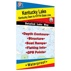 Kentucky / Tennesee Kentucky Lake-North (Kentucky Dam to KY/TN Line) Fishing Hot Spots Map