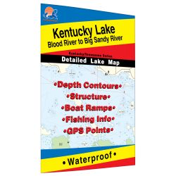 Kentucky / Tennesee Kentucky Lake-Central (Blood River to Big Sandy - TN/KY) Fishing Hot Spots Map