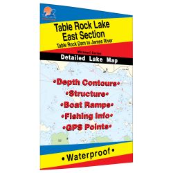 Missouri Table Rock Lake-East (Table Rock Dam to James River) Fishing Hot Spots Map