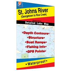 Florida St. Johns River (Georgetown to Rice Creek) Fishing Hot Spots Map