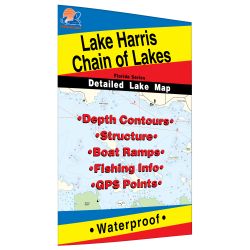 Florida Harris Chain of Lakes Lake Fishing Hot Spots Map