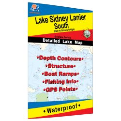 Georgia Sidney Lanier-South Lake (Dam to Browns Bridge) Fishing Hot Spots Map