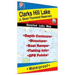 South Carolina / Georgia Clarks Hill Lake (J. Strom Thurmond - GA/SC) Fishing Hot Spots Map