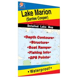 South Carolina Marion Lake (Santee Cooper) Fishing Hot Spots Map
